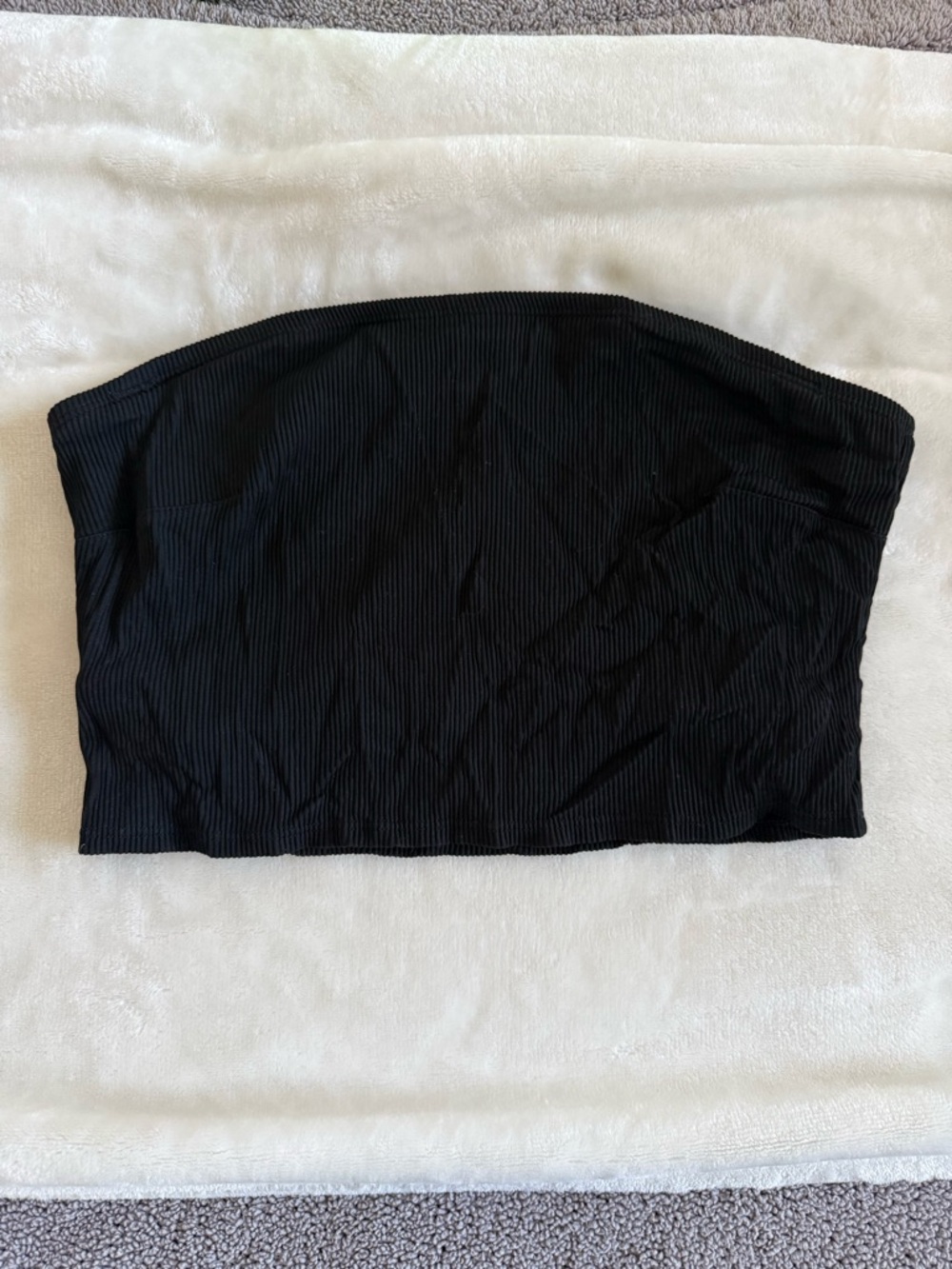 aerie Black Strapless Ribbed Bikini Top